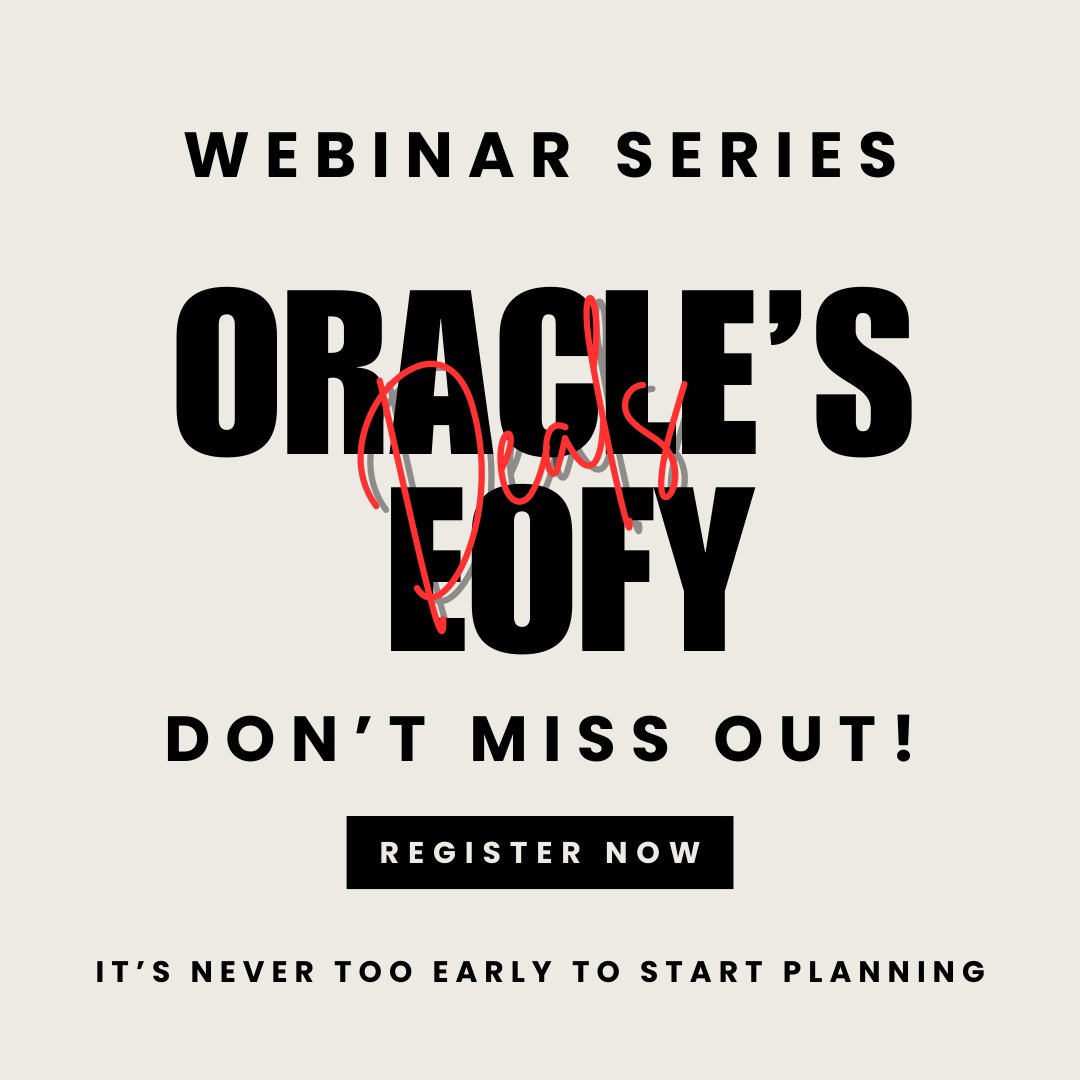 The best time for saving on #Oracle software is coming. Join our six-part webinar series that teaches you how to get EOFY savings that feels like a #BlackFriday deal. Save your spot now! hubs.la/Q02ZCmPY0