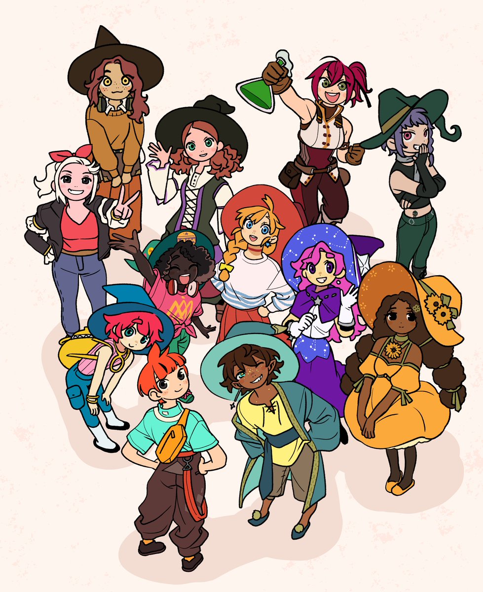 Parker from Potion Pleasing (<a href="/PriKarinOwl/">Pri 🦉🐱</a>)  joins our picture!⚗️

It's a visual novel where you meet Parker, a very powerful but mischievous witch with whom you'll have to work to obtain what you wished for..✨

🧵We're making a group picture of witches from 2024-2025 games!