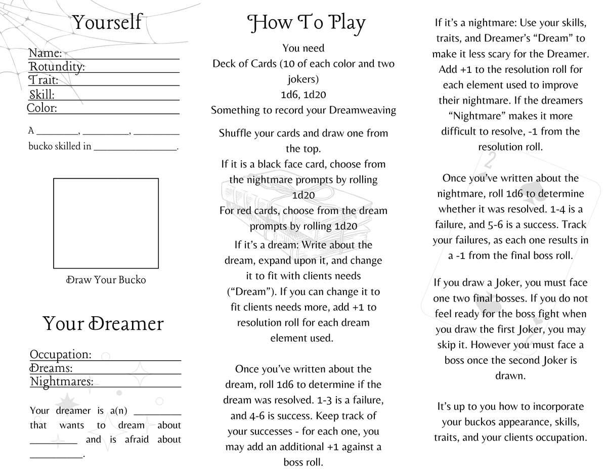 amiyaaranha's tweet photo. I'll share it here too! I've been getting into solo TTRPGs lately so during a recent members stream, buckos and I designed one together and this is what it became! https://t.co/FJ2vnuE9Mx