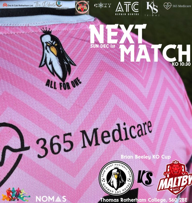 We’re back in cup action this weekend against <a href="/AFCMaltby/">AFC Maltby</a> in the 3rd round of the Brian Beeley Cup. 
Come and show your support!

🗓️Sunday 1st December
⏰10:30 KO
🏟️Thomas Rotherham College, Rotherham, S60 2BE

UTTS🦅