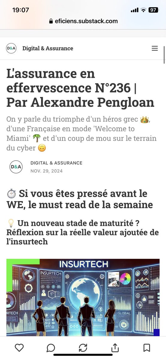 ☑️ Les infos clés hebdo de l’#insurtech :

🔹Levée 💰de <a href="/Santexpat_fr/">Santexpat</a> 🏥⚕️pour son développement 🌍

🔹<a href="/Qover/">Qover</a> partenaire de <a href="/Mastercard/">Mastercard</a>💳🏦 

🔹Levée 💰de <a href="/Konsileo/">Konsileo</a> 🇬🇧

…
🙏 <a href="/eficiens/">Digital & Assurance</a> 

urlr.me/Vwha8c