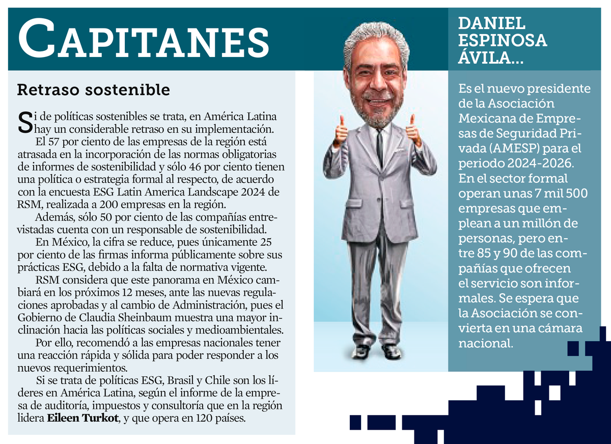RSMLatinAmerica's tweet photo. Ayer, la columna Capitanes de @Reforma destacó algunos resultados de nuestra encuesta 🌿 ESG Landscape Latin America. ¿Quieres profundizar en el tema? Regístrate en nuestro #webinar del 3 de diciembre y conoce más: https://t.co/XcwjGUVD2l
#RSMLatinAmerica #ESG #Sostenibilidad https://t.co/vK2yivrgo9