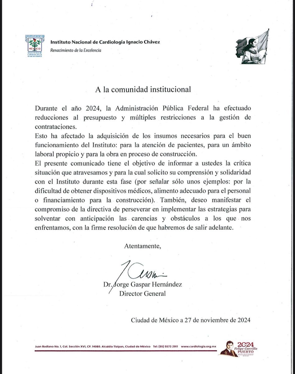 ReneFranco's tweet photo. El director del Instituto Nacional de Cardiología dice que están en crisis y no tienen insumos. https://t.co/B7qYdUmrP7