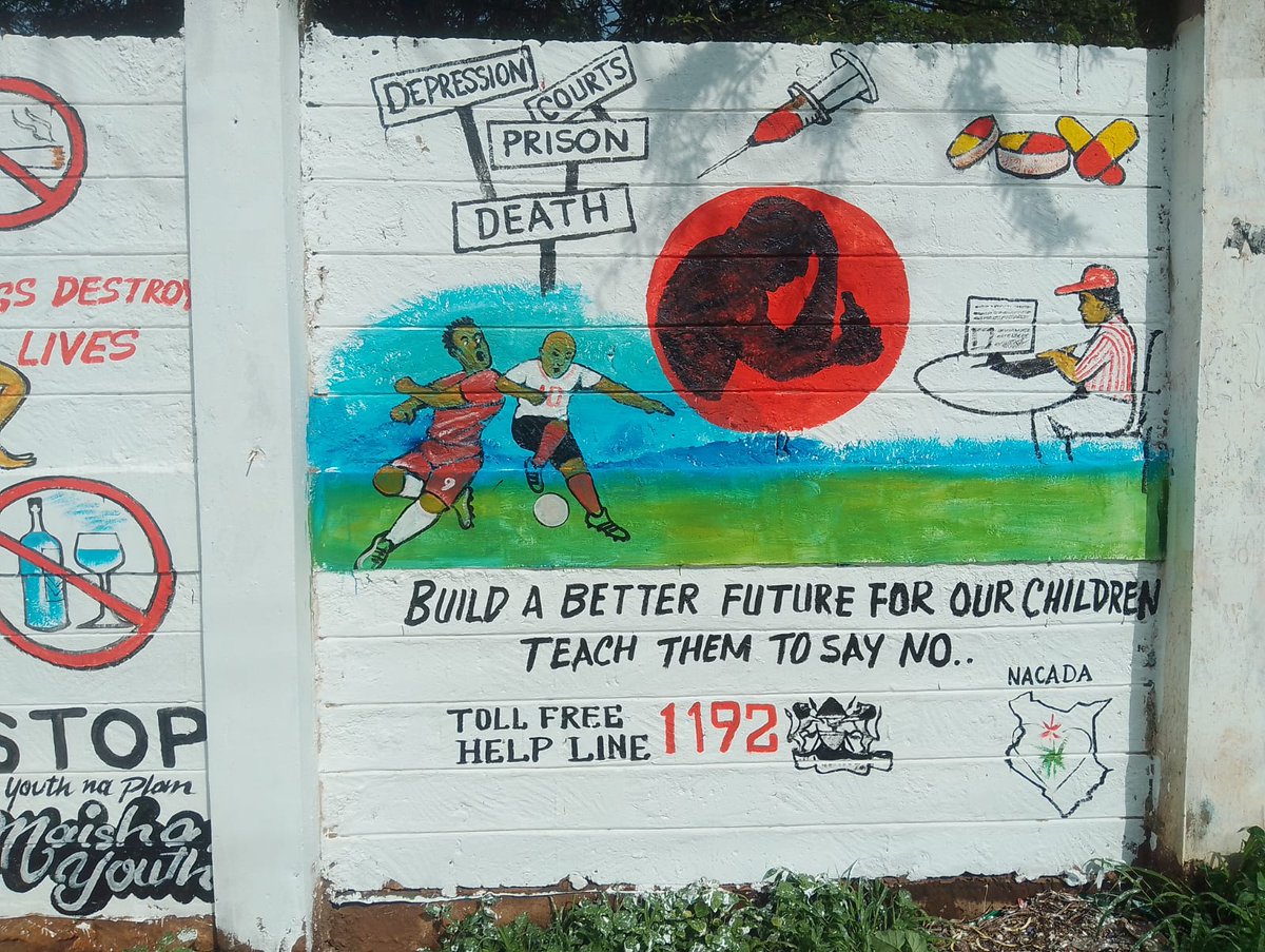 maisha_youth011's tweet photo. Today, we proudly launched the #ArtOnTheWall pre-#WorldAIDSDay activity at Isiolo Stadium wall A powerful mural sponsored by @NACADAKenya advocating against HIV/AIDS and substance abuse. Together we can raise awareness and inspire change. #MaishaYouth #IsioloCounty #EndHIVAIDS https://t.co/p9mobAFdz9