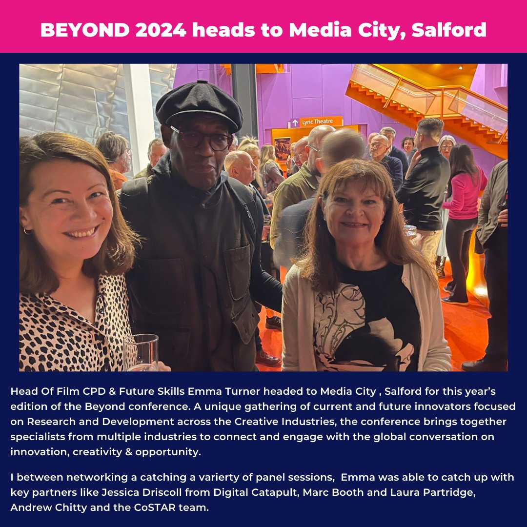 ScreenSkills (@ukscreenskills) on Twitter photo This week, our own Emma Turner headed to Media City, Salford for this yearās edition of <a href="/BeyondCnf/">Beyond Conference</a> . Between sessions on creative innovation, Emma was able to catch up with key partners like Jessica Driscoll, Marc Booth and Laura Partridge, Andrew Chitty and the CoSTAR team. This week, our own Emma Turner headed to Media City, Salford for this yearās edition of <a href="/BeyondCnf/">Beyond Conference</a> . Between sessions on creative innovation, Emma was able to catch up with key partners like Jessica Driscoll, Marc Booth and Laura Partridge, Andrew Chitty and the CoSTAR team.