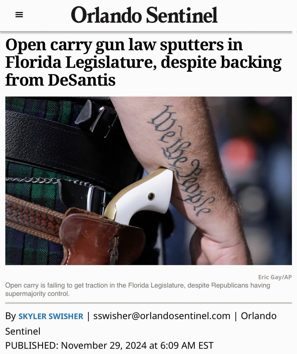 CarlosGSmith's tweet photo. “The last thing tourists want to see are neo-Nazis openly carrying rifles at Disney Springs and in the streets of Lake Buena Vista,” @CarlosGSmith said. “Permitless carry has already cost lives in Florida. Open carry will make it worse.” https://t.co/qreRJxmUtj