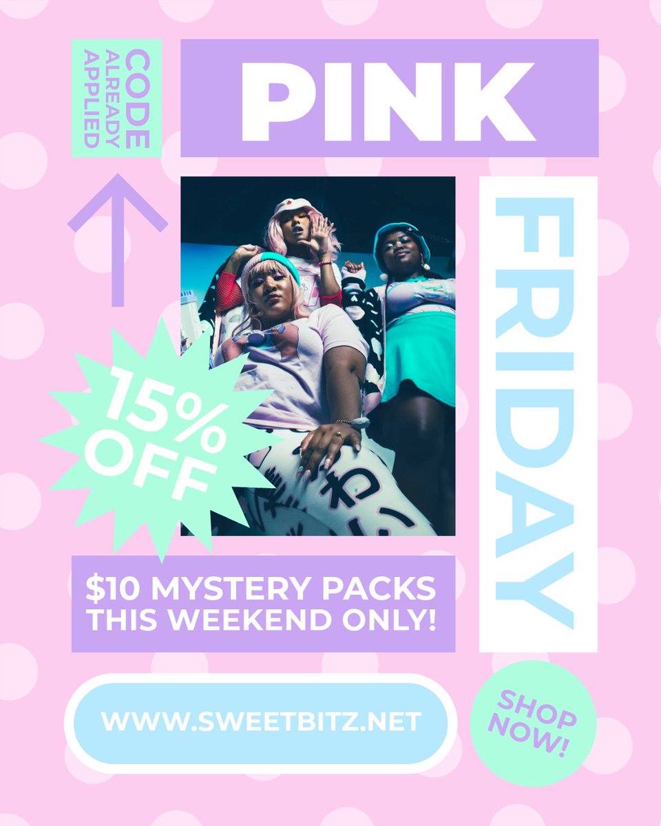 sweetbitz_'s tweet photo. Happy Pink Friday! 🩷 All orders are 15% today, NO CODE NEEDED! 

$10 Mystery Packs are available THIS WEEKEND ONLY! 🤩

Happy Shopping~ 🛍
https://t.co/6mQ258sUQw 

#shopsmall #blackbusiness #smallbusiness https://t.co/SvM1fg2kVs