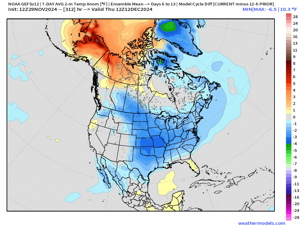 bam_weather's tweet photo. Big colder trends on the mid-day GEFS - a step towards our forecast of staying COLDER through Mid-December vs. warmer weekly data. 

Clarity will be a great tool for the Energy and Power industry too! Daily temperature probabilities for ANY spot in the CONUS & our daily long-range outlooks. 

Get it for 40% OFF NOW: https://t.co/UEhtB6mpmm.