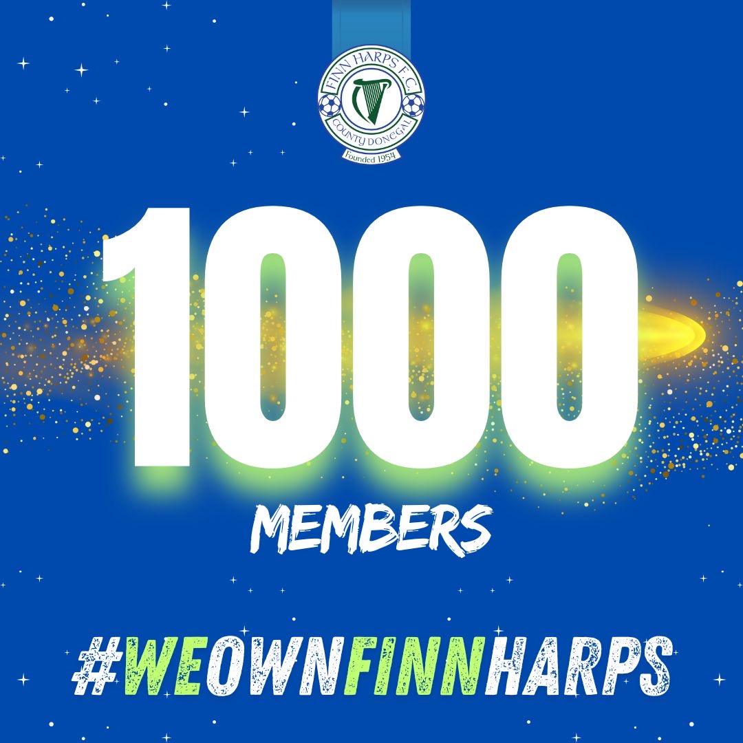 𝟏𝟎𝟎𝟎 𝐌𝐞𝐦𝐛𝐞𝐫𝐬 💥

The club passed the 1000 members milestone earlier this week! 

Come on the journey with us 🔵⚪️

Football as it should be.

Become a member today for just €25!

Join the club: finnharps.ie/membership/we-…

#UTH🔵⚪️ | #WeOwnFinnHarps