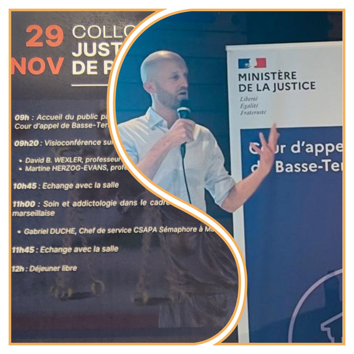 La justice résolutive de problèmes (JRP) en débat en Guadeloupe .1.
 avec le soutien 
de <a href="/ENM_France/">École nationale de la magistrature</a> et <a href="/MILDECAgouv/">MILDECA</a>

Interventions des professeur(e)s chercheurs B. Wexler et @ProfMEvans , du docteur Duché.
Les fondements et objectifs de la JRP, l'expérimentation marseillaise