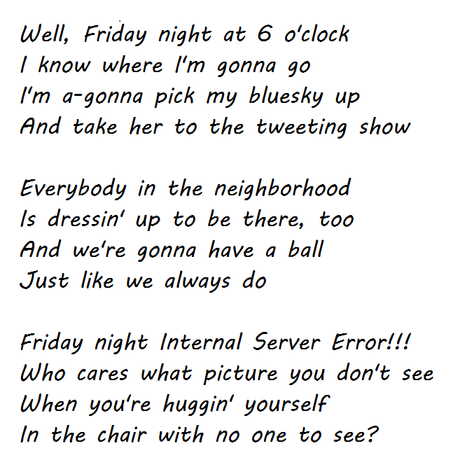 z_007_z's tweet image. #Blueskydown #Bluesky #InternalServerError
🎶🎵Friday night Internal Server Error!!!
Who cares what picture you don't see
When you're huggin' yourself
In the chair with no one to see?🎵🎶