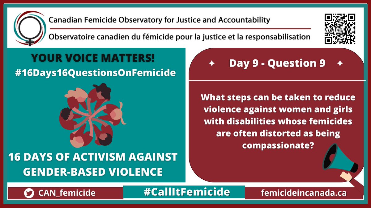 🗣️Today marks the ninth day of our campaign for #16Days16QuestionsOnFemicide! Over the next 16 days, we'll be sharing important questions to invite your feedback on the issue of femicide. Your voice matters! 💬Join the conversation, share your thoughts, and help raise awareness.