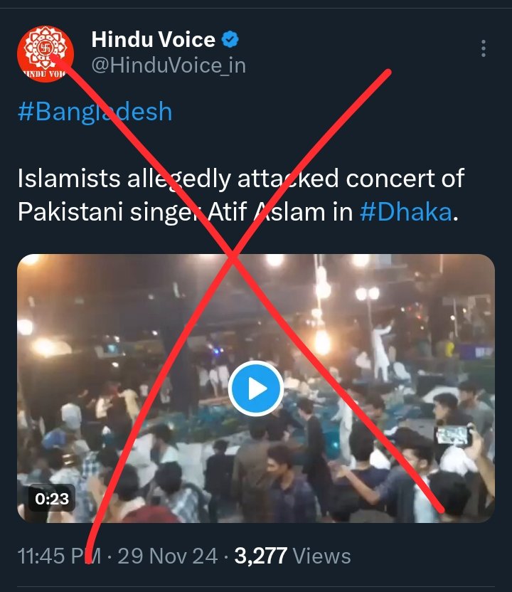 Sohan_RSB's tweet photo. Hindutva account claimed that Atif Aslam's concert was attacked by Islamists — the claim is completely false.

This incident is not from Atif Aslam’s concert. While Atif’s concert is taking place in Dhaka, this scene is from Chittagong. It occurred during the grand opening of a shopping mall in Chittagong, where singer Noble was supposed to perform but did not appear. Frustrated fans at the event expressed their disappointment by vandalizing chairs.