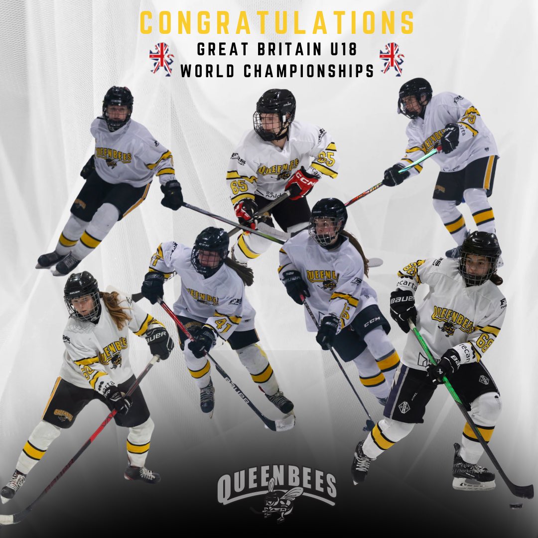Congratulations to Isabelle, Tahlia, Miley, Lilly, Ellie, Rebecca and Ameilia on making the <a href="/TeamGBicehockey/">Team GB Ice Hockey</a> U18 women’s team who will travel to Riga in January for their World Championship Tournament 🇬🇧🐝

#QueenBees | #GBU18