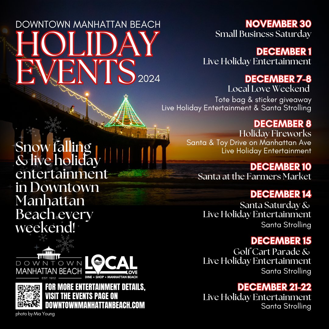 ✨️'tis the season for #HolidayMagic in DTMB. Next up, #SmallBusinessSaturday! Tag your favorite DTMB businesses in the comments and let them know you'll be shopping small 🎁🛍️⁠
⁠
#DowntownManhattanBeach #MBLocalLove #HolidaysinDTMB #DTMBholidays  #shopsmall #supportlocal