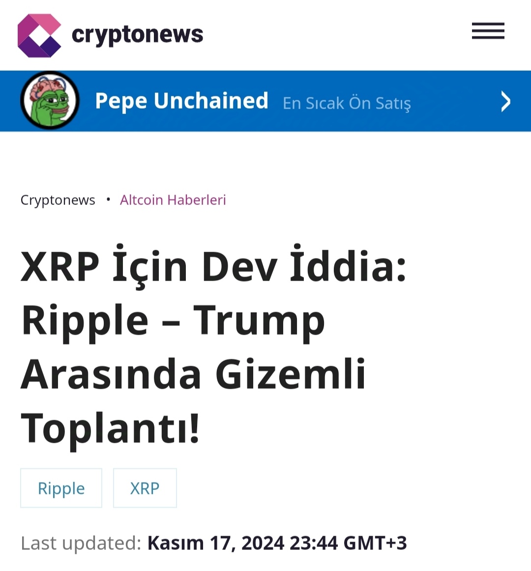 15 Ocak 2025 e kadar #RIPPLE  #XRP 

10 $ olur mu?