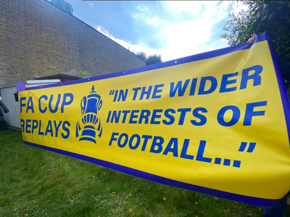 SHARE ABOUT.

Tomorrow the FA cup replay banners will be brought back out with an aim to gain attention of the TV and media in a protest for the reintroduction of FA cup replays.

South standers, try your best to be in your seat early. *THERE WILL BE NO CARD LIKE LAST TIME*