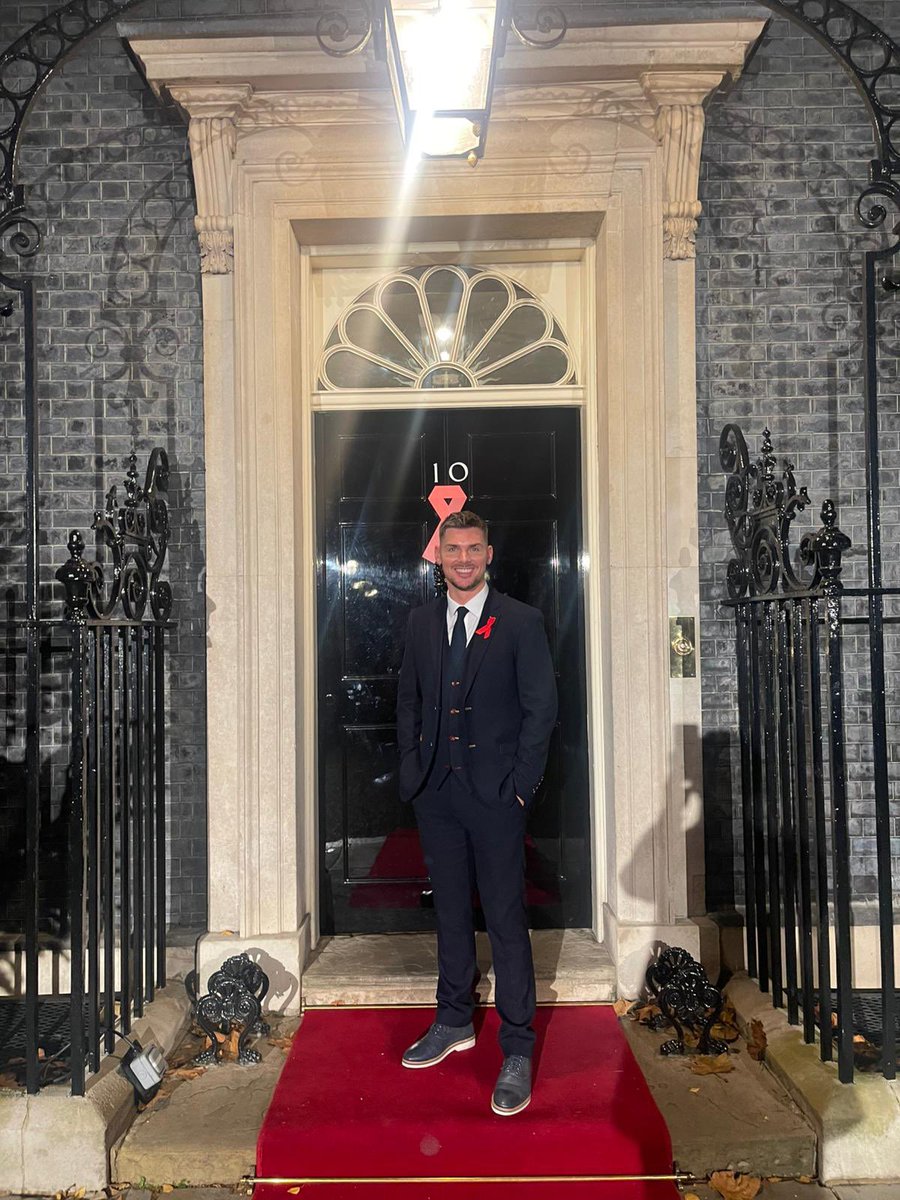 Reubes's tweet image. Kieron Richardson at @10DowningStreet to mark World AIDS Day @ejaf @NAT_AIDS_Trust #WorldAIDSDay #WorldAIDSDay2024