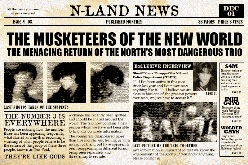 NVOIDgroup's tweet photo. The newspaper "N-LAND NEWS" releases its third edition.

🇧🇷 "Qualquer informação é importante para que saibamos do paradeiro do grupo. Se você sabe de algo, por favor nos contate." https://t.co/ul7A2i8EU4