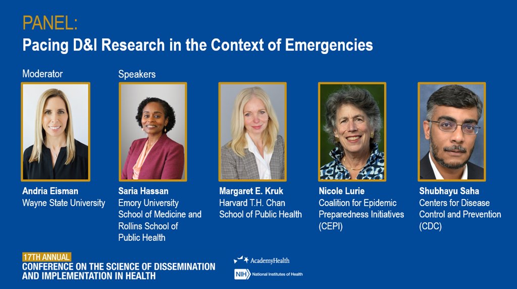 AcademyHealth's tweet image. Don&apos;t miss &quot;Panel: Pacing D&amp;amp;I Research in the Context of Emergencies.&quot; from 11:15-12:30 at #DIScience24! 

Explore the agenda at a glance: academyhealth.org/page/2024-di-a…