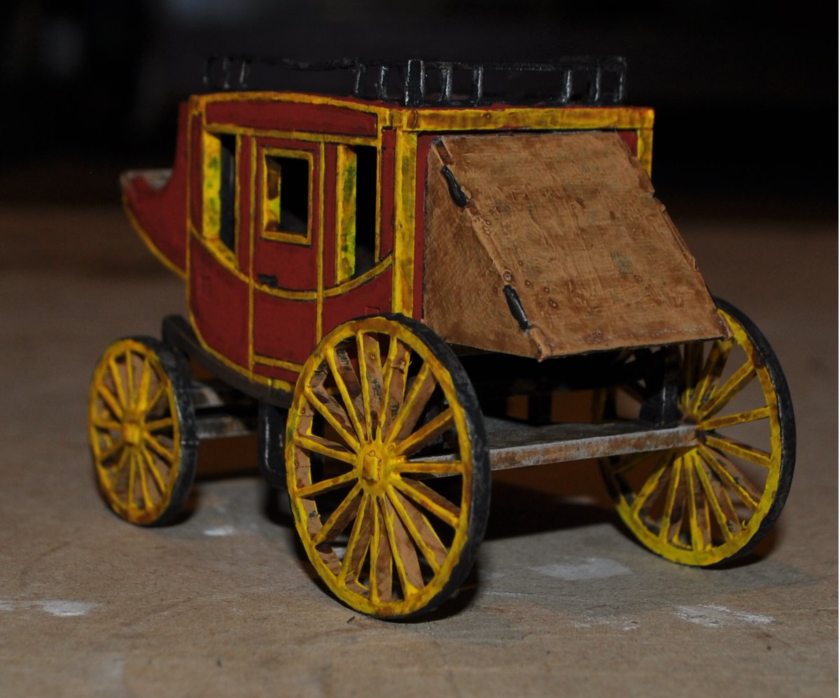AdamPre53040693's tweet photo. Finished this Sarissa stagecoach for What a Cowboy.  I am going to convert some plastic horses for its team and add some luggage to support the broken luggage rail https://t.co/m9KuQFp2bZ