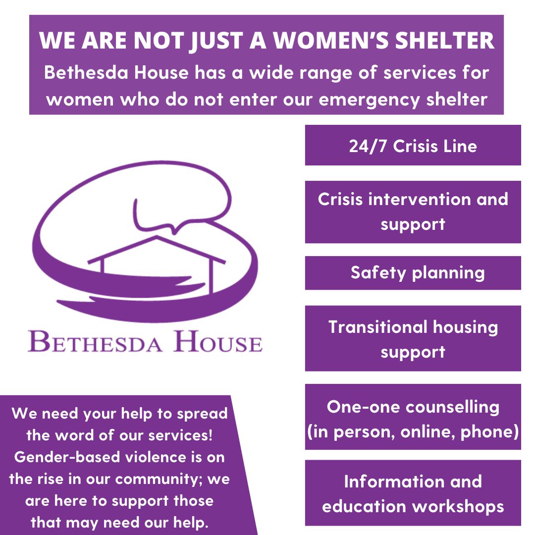 BethesdaHouseON's tweet image. Did you know that we’re not just a women’s shelter? We also offer various outreach services that are FREE, confidential, and available without a waitlist💜
#BethesdaHouse #OutreachSupport #EndDomesticViolence #FreeConfidentialSupport #WeCanHelp #BreakTheSilence #IPVEpidemic