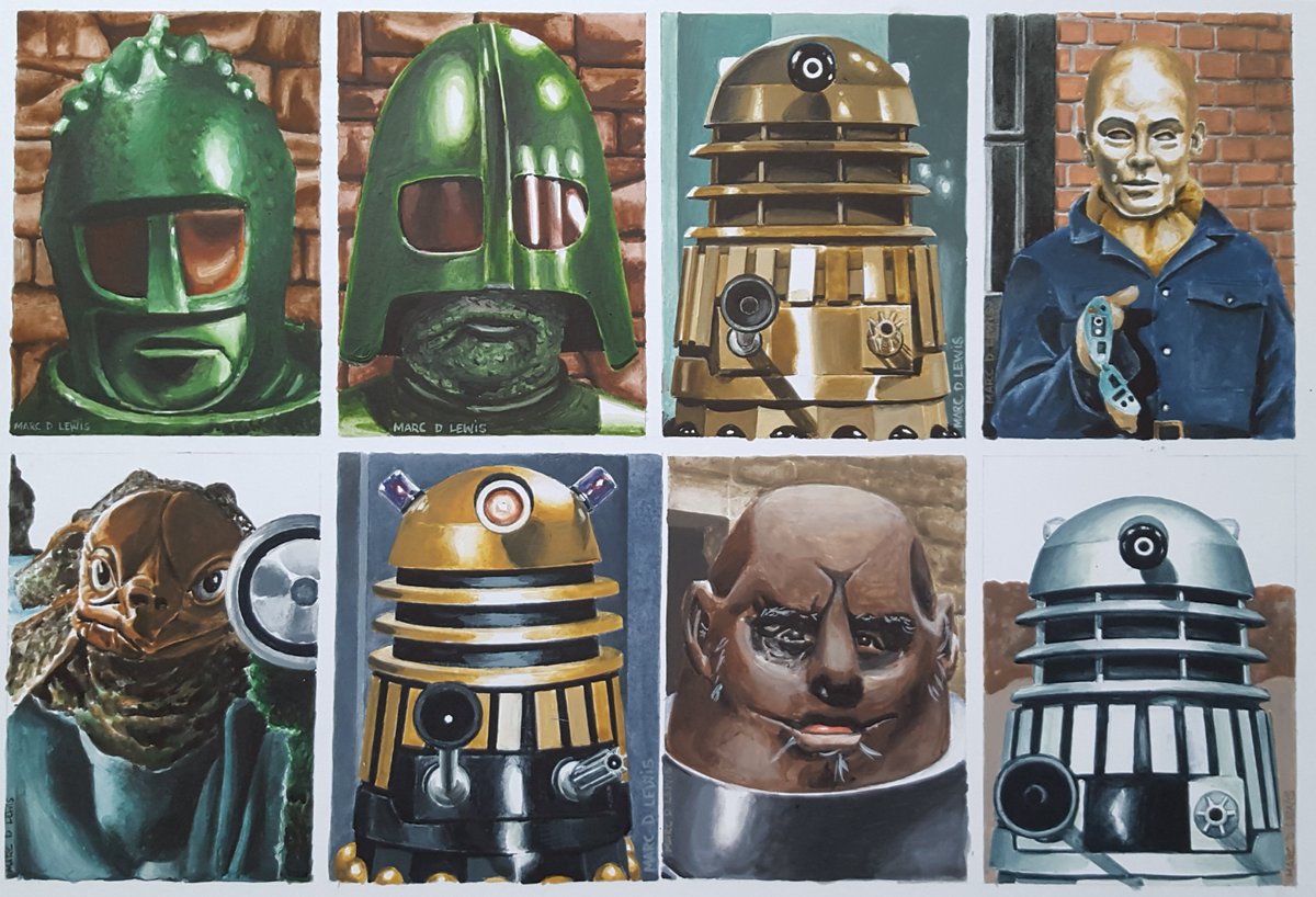 MarcDLewisArt's tweet photo. Early-1970's Rogues Gallery 😬

#Daleks #IceWarriors #Sontaran #Autons #DoctorWho #DrWho #DWfanart #Painting #Illustration #TraditionalArt https://t.co/Cr3HK2nxub