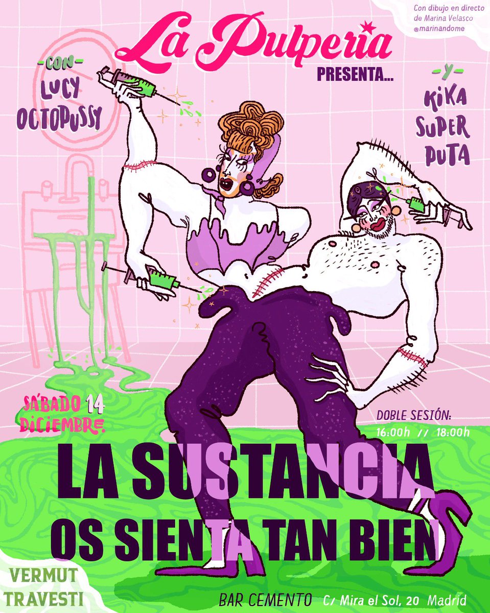 lucyoctopvssy's tweet photo. ¿Has soñado alguna vez con una versión mejor de ti? Más guapa, más joven, más exitosa… El PUTOMPIC puede hacer tus sueños realidad 💉💉💉

LA PULPERÍA presenta… LA SUSTANCIA OS SIENTA TAN BIEN con Kika Superputa ✨

📆 14 DE DICIEMBRE
🕢 16:00 y 18:00
📍 Cemento Madrid https://t.co/3NW27oCget