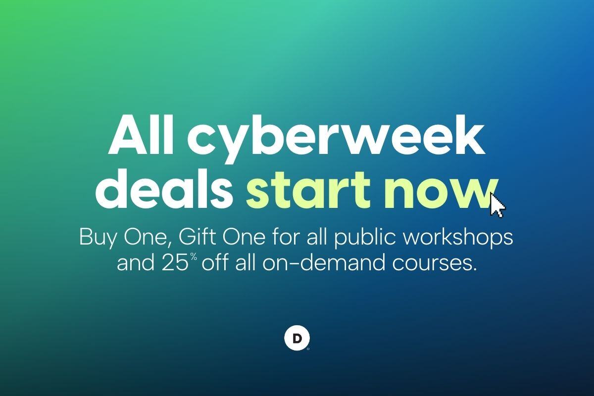 🚨 Cyberweek deals are officially live! 🚨

Enjoy reduced pricing on: 

▪️Team training for groups of 24 or 30.
▪️25% off on-demand courses.
▪️Exclusive offers with a brief Training Concierge meeting.

🤑 VIEW FULL CYBERWEEK SAVINGS: drte.co/4ePFMCr