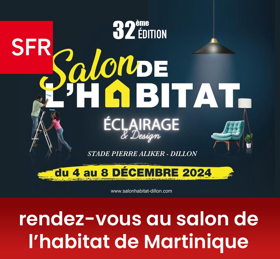 Le salon de l’habitat est de retour pour sa 32ème édition en Martinique.

SFR Caraïbe exposera ses offres et produits Très Haut Débit du 4 au 8 décembre, sur le stand situé en allée A, n°1 e 2.  Venez tester et découvrir les dernières nouveautés. 😊