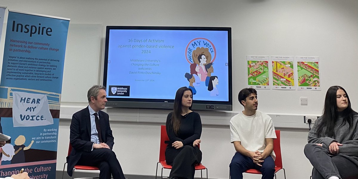 Sara Conway (@sara_conway3) on Twitter photo Thank you <a href="/MiddlesexUni/">Middlesex University</a> for hosting an exhibition and panel session with <a href="/DavidPintoD/">David Pinto-Duschinsky MP</a> on ‘changing the culture’ - highlighting the amazing work of your design students from <a href="/BarnetCouncil/">Barnet Council</a> Hear My Voice partnership and #16daysofactivism2024 programme Thank you <a href="/MiddlesexUni/">Middlesex University</a> for hosting an exhibition and panel session with <a href="/DavidPintoD/">David Pinto-Duschinsky MP</a> on ‘changing the culture’ - highlighting the amazing work of your design students from <a href="/BarnetCouncil/">Barnet Council</a> Hear My Voice partnership and #16daysofactivism2024 programme