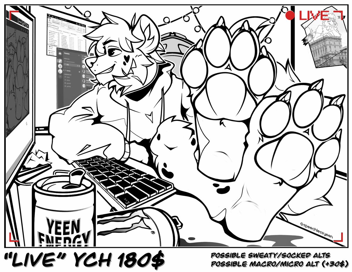A new Streamer Live YCH is here!! 🐾👾

A micro alt includes your sona tied up to the pad~ 👀 

The lineart on example would be close to the final result* and fully rendered ❤️

Feel free to poke me anytime!! 

Thank you so much for support and appreciation &lt;33