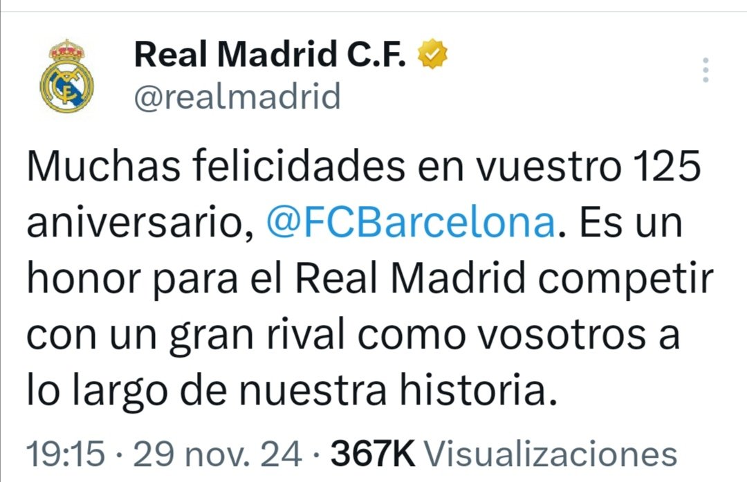 A ver, q el problema no es la felicitación. El problema es el "Un honor competir con un gran rival como vosotros" sabiendo lo han hecho durante años.

Se mean en el aficionado