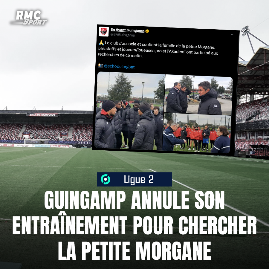 RMCsport's tweet photo. Les joueurs et les joueuses de l'En Avant Guingamp ont annulé leur entraînement ce matin pour participer à la battue pour tenter de retrouver la jeune Morgane, une adolescente de 13 ans portée disparue depuis lundi
https://t.co/6h4hiS211T https://t.co/9jKzuu7Heq