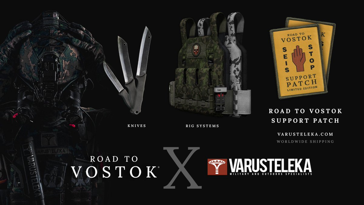 Road to Vostok x Varusteleka
1. Melee system and Skrama knives
2. Modular rigs and plate carriers
3. RtV Support Patch (available now)

<a href="/Varusteleka/">Varusteleka</a> is one of the largest tactical gear and military surplus stores in Europe.

More information in the latest devlog.