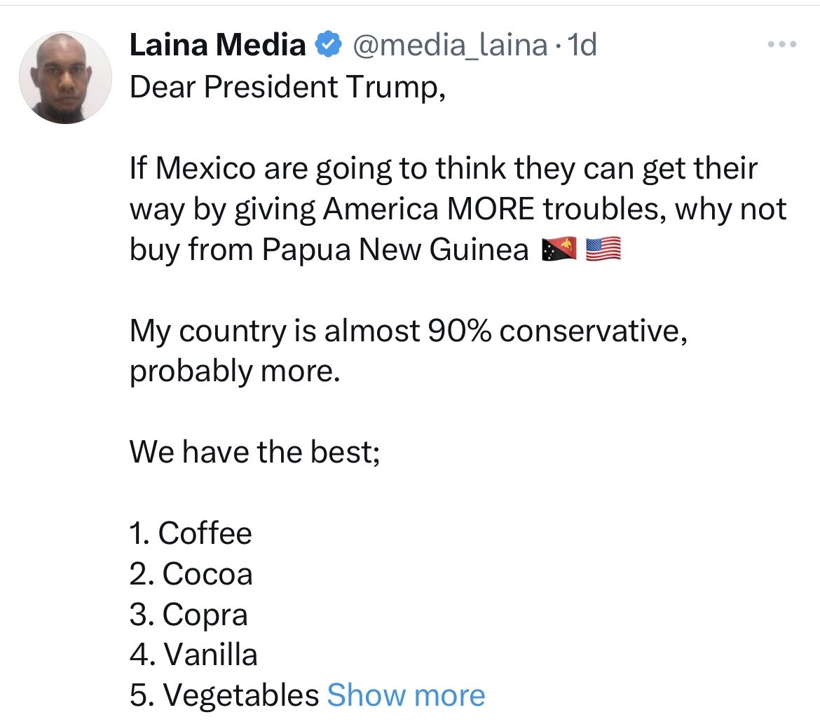 RitaMDi8tg's tweet photo. @atensnut So she told Trump one thing and then caved. No matter. Our military will close OUR border. We have plenty of farmland. We can nationalize what China should not own. Maybe Trump will talk to New Guinea. https://t.co/w0zV3PIVYU