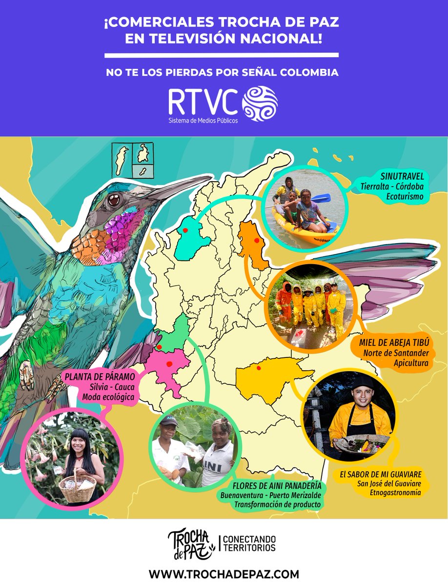 Trocha de Paz (@trochadepaz) on Twitter photo ¡Gran noticia! Nuestros comerciales se estarán transmitiéndose por <a href="/SenalColombia/">Señal Colombia</a> llevando los procesos que construyen paz en los territorios rurales a todos los rincones del país. No te pierdas los contenidos culturales de <a href="/trochadepaz/">Trocha de Paz</a> <a href="/RTVCco/">RTVC Colombia</a> ¡Gran noticia! Nuestros comerciales se estarán transmitiéndose por <a href="/SenalColombia/">Señal Colombia</a> llevando los procesos que construyen paz en los territorios rurales a todos los rincones del país. No te pierdas los contenidos culturales de <a href="/trochadepaz/">Trocha de Paz</a> <a href="/RTVCco/">RTVC Colombia</a>