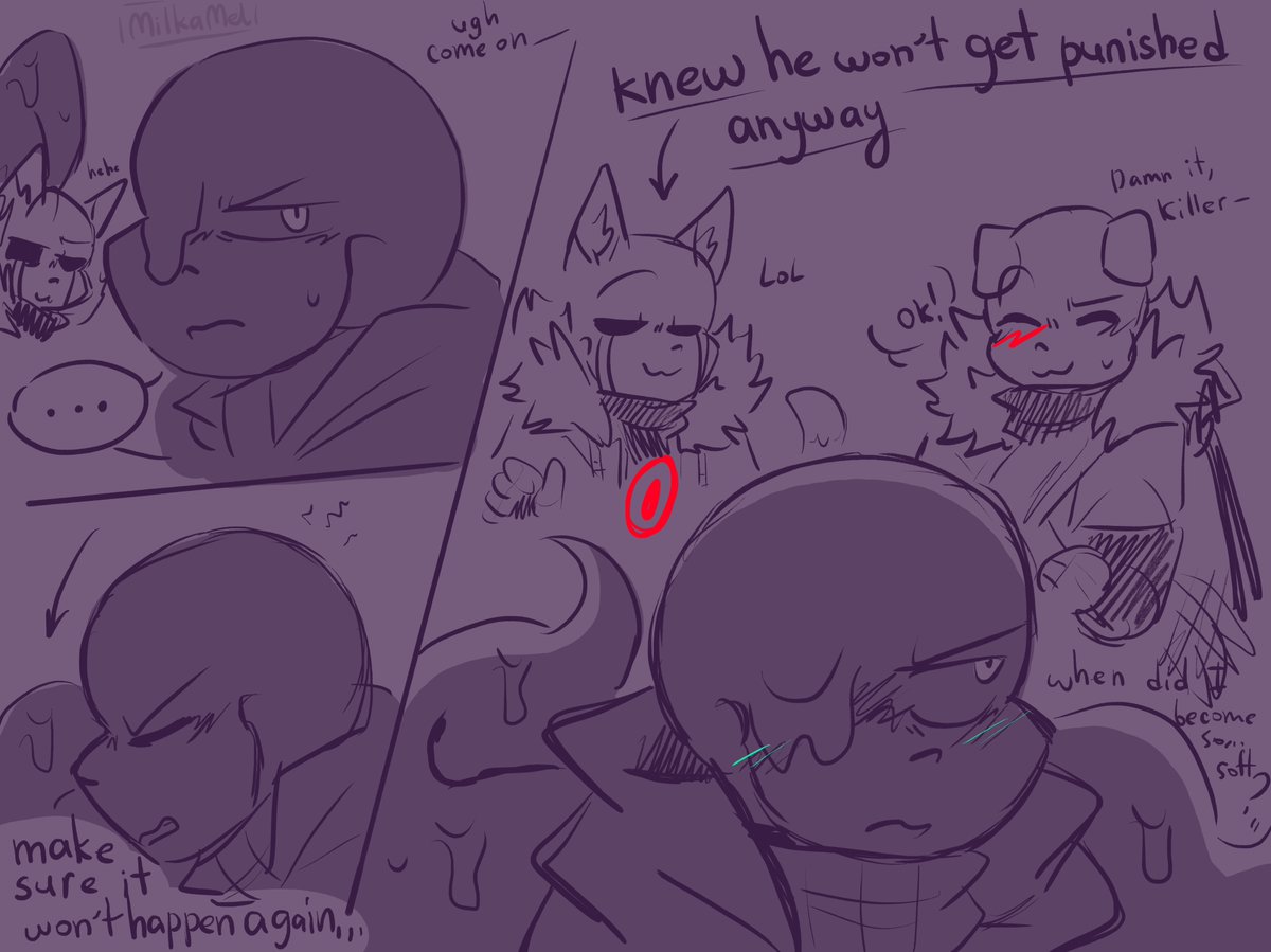 milkamel_'s tweet image. A knight in shining armor came to help 💞💜 (This is incredibly lazy and rushed so don't judge lol)
#killersans #nightmaresans #crosssans