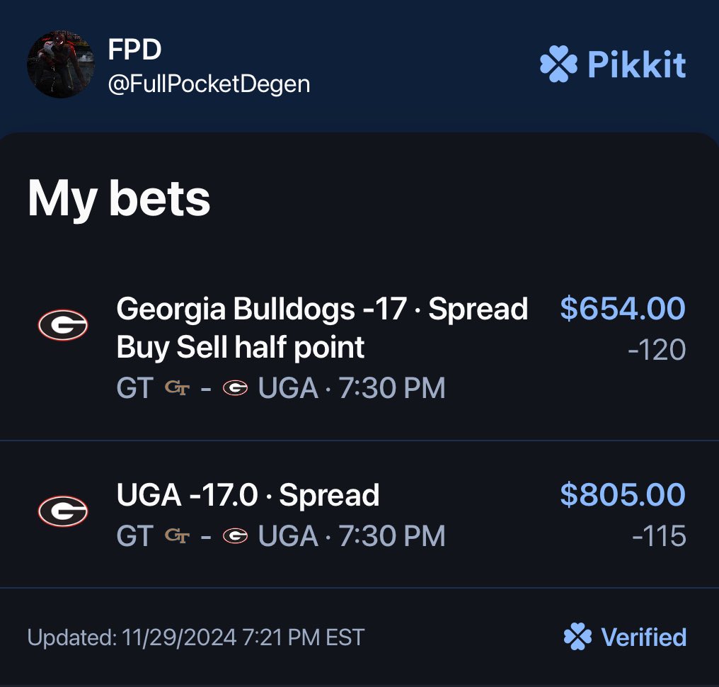 fullpocketdegen's tweet photo. #CFB 🏈

UGA -17 🔒

#GamblingTwitter #GamblingX #FullPockets https://t.co/DguUqGmhk8