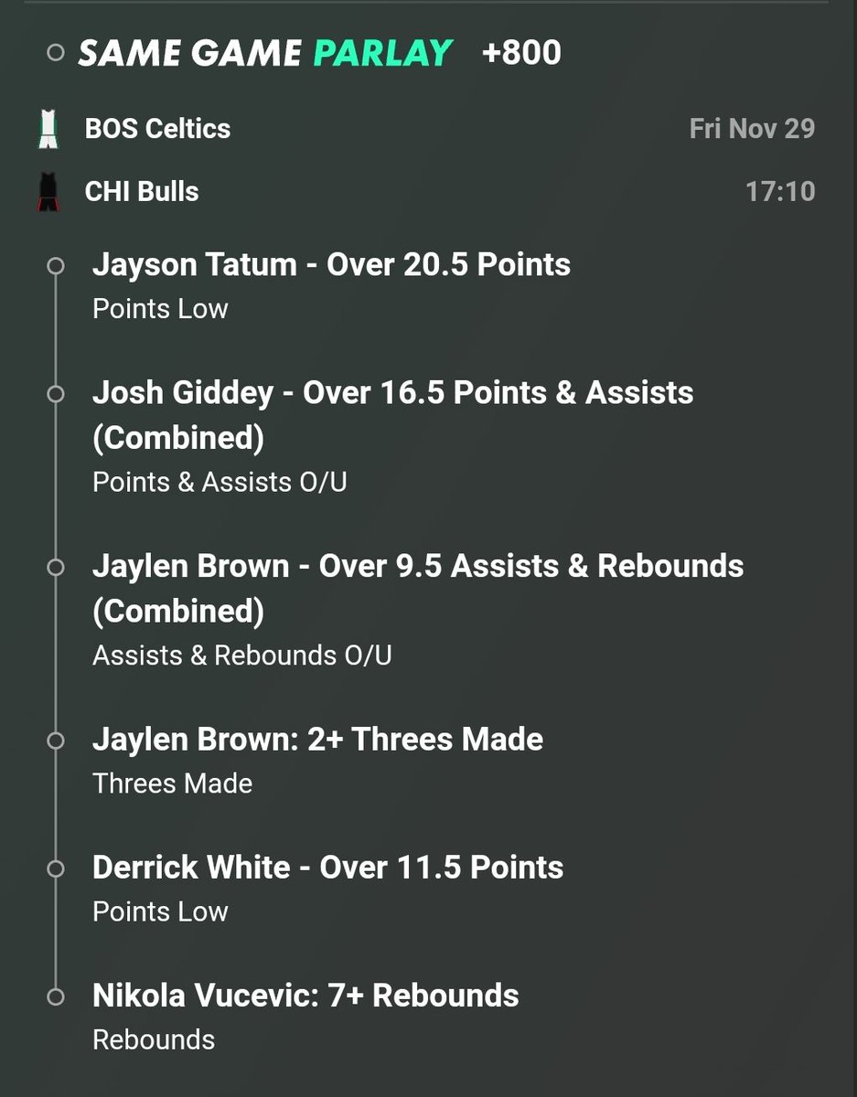 Parlay2tail's tweet image. Boston Celtics vs Chicago Bulls 
+800 parlay 
Game time 5:10 PT