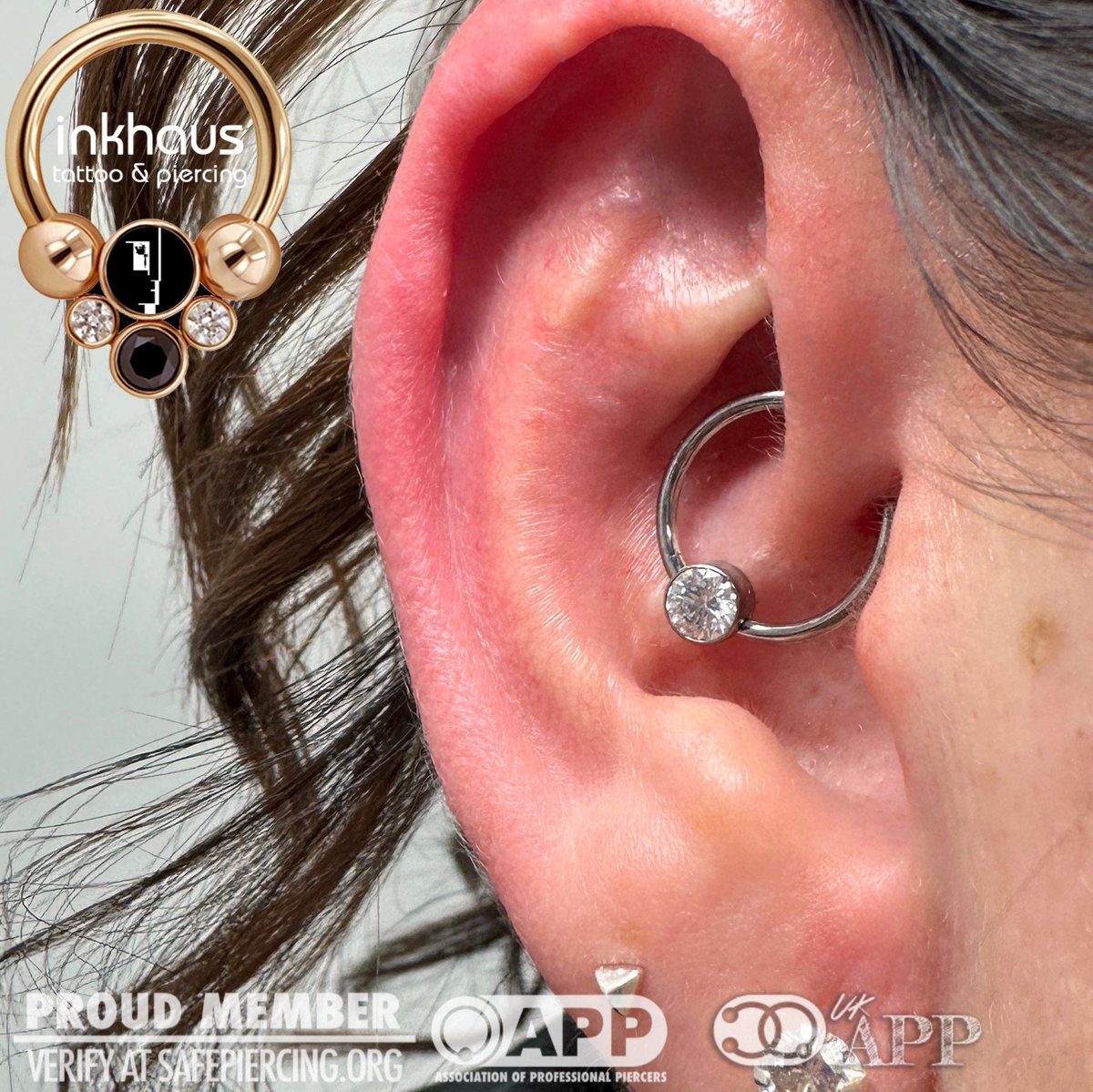 We love a daith piercing! 💎 This client chose a super sparkly captive white CZ from @leroifinejewellery for a bit of glitz. ✨