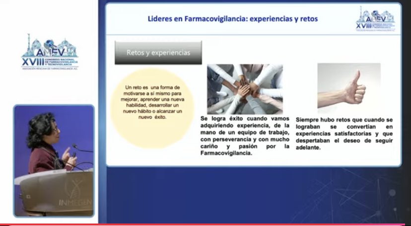AMFV_Ofic's tweet photo. La pasión y continuar con ella nos lleva a sobrellevar los retos de la #Farmacovigilancia 
Palabras de la Química Carmen Becerril, pionera de la #Farmacovigilancia en México. https://t.co/deStQwfOZF
