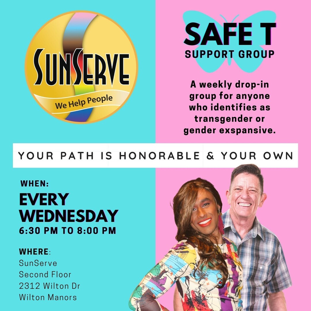 Looking for a safe space to connect with others on your journey? 🦋 SunServe’s Safe T Support Group is a weekly drop-in group for anyone identifying as transgender or gender expansive. Every Wednesday from 6:30 PM to 8:00 PM, join us in a welcoming envir… instagr.am/p/DC9_Y5FIPxg/