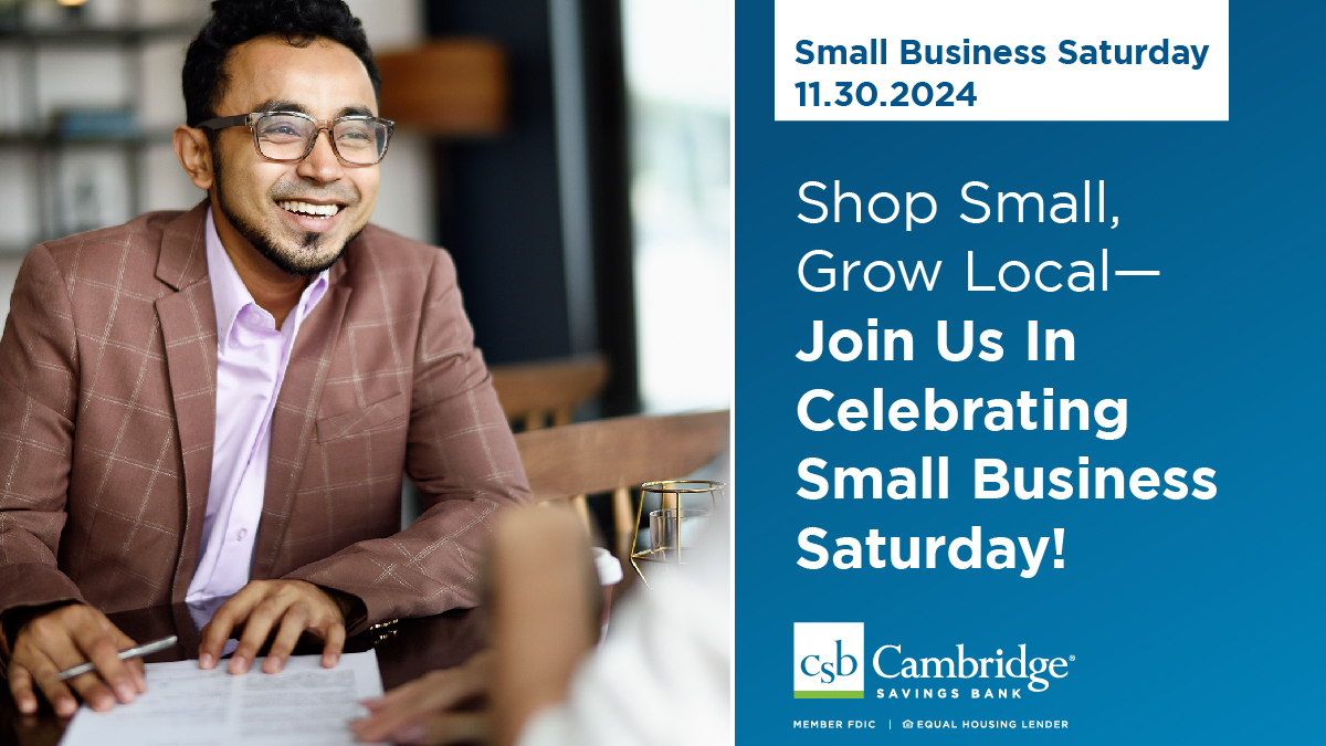 CambridgeBank's tweet image. Get ready for #SmallBusinessSaturday! Tomorrow, we celebrate the local businesses that make our communities thrive. CSB is proud to support local entrepreneurs and encourages everyone to #ShopLocal and #SupportSmall this holiday season! Get inspired here: bit.ly/3NA4n38