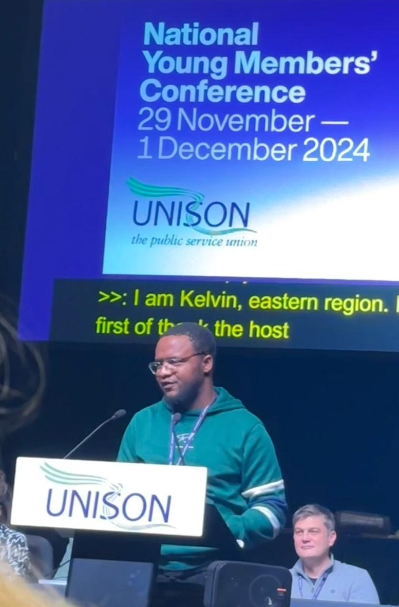 UnisonYoung's tweet image. UNISON young members conference 2024 is underway in Swansea and Kelvin is the first person to speak for @unisoneastern. Looking forward to tomorrow's debates. @YoungUNISON #UYMC24