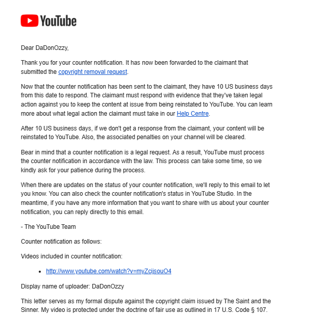 SemiAutoDjango's tweet photo. @TeamYouTube This is the 2nd time @MarquettDavon  has done this. Thank you for forwarding my claim to him but please note, he freely admits he strikes videos to silence them. Not only is he harassing people on your platform through his videos, he's abusing your DMCA. https://t.co/C0ZrkYIdPZ