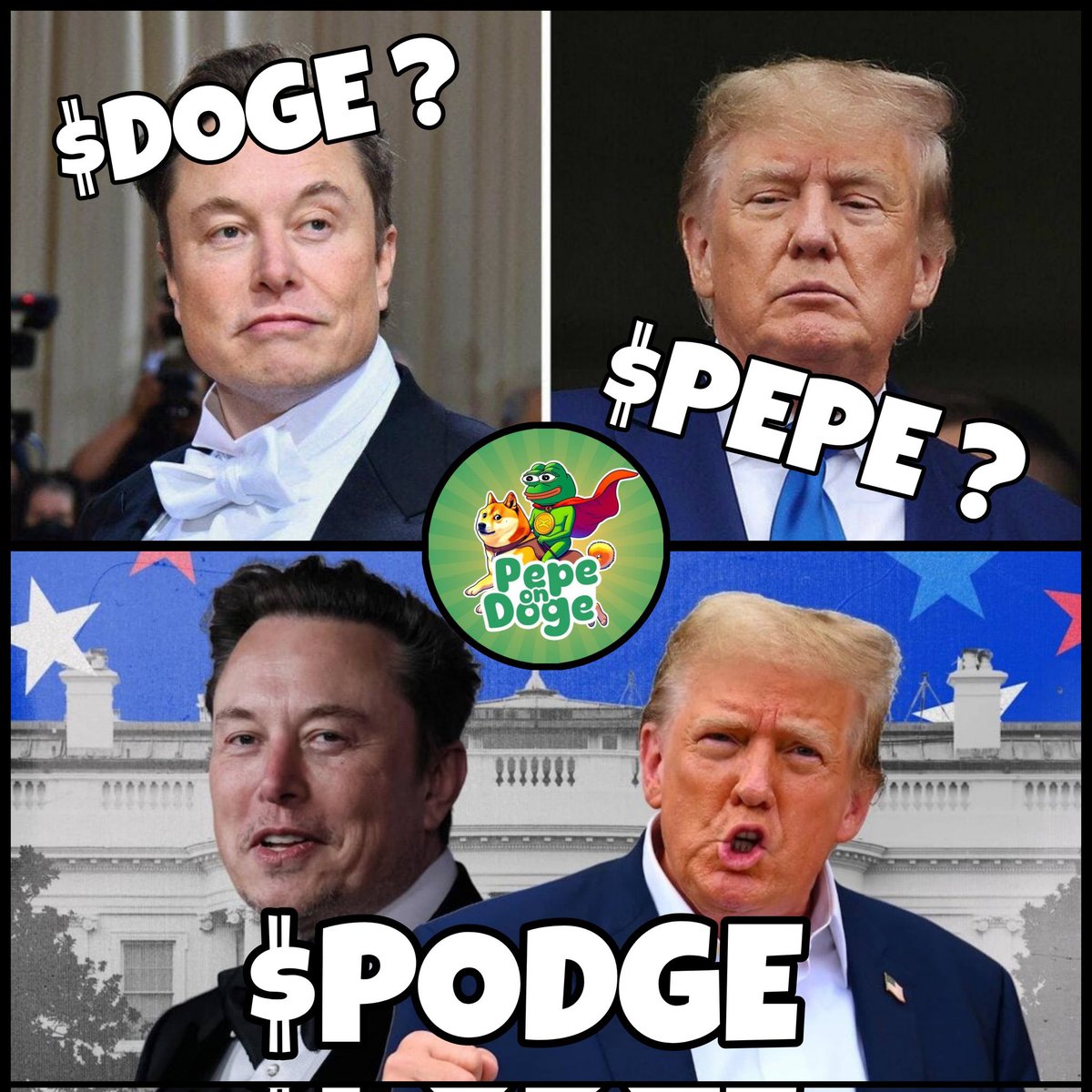 PepeOnDoge's tweet photo. best duo.

@elonmusk &amp; @realDonaldTrump 

merged into $PODGE https://t.co/tAnKB9vHzD