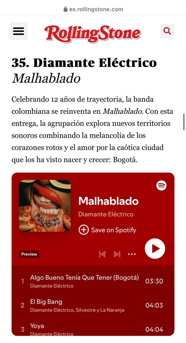 Diamantelectric's tweet photo. Nuestro Malhablado entre los 50 mejores discos del año @RollingStoneCol https://t.co/E5pGv30mDq