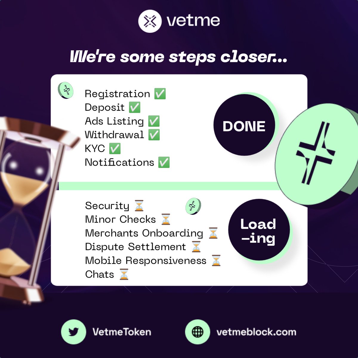 The $VetMe P2P platform is here to change the game!

We’re not just competing with the best—we’re building something better. With Binance P2P hitting $4.2 billion in its first year and Bybit topping $107 billion in daily trading volume, $VetMe is stepping up to dominate the P2P