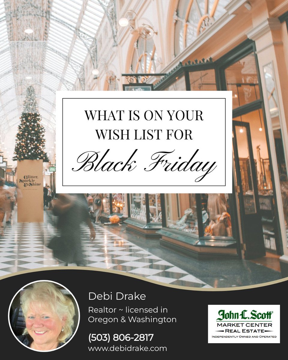 DebiDrakeSLNHMZ's tweet photo. Ready for the ultimate Black Friday shopping spree? 🛍️✨
What's on your wish list this year? Are you hunting for the latest tech, cozy winter wardrobe essentials, or the perfect gift for someone special? 💻🎁

#Debidrake #Debidrakerealestate #DoubleDhomesLLC #DebiDrakeSLNHMZ https://t.co/j5EOFDYeNI